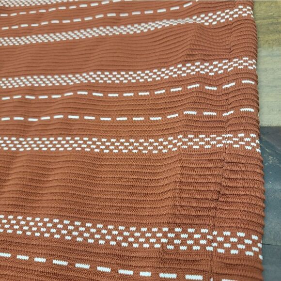 Eva Mendes NY & Co Bodycon Midi Brown Dress Sleeveless Stripes Career Size M - Picture 4 of 8